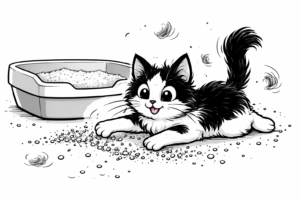 Fliegende Katzenhaare und Katzenstreu