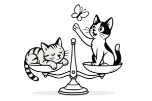 Katzen in Balance zwischen Ruhe und Aktivität